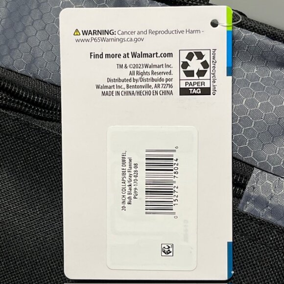 PROTOGE Collapsible Black 20 Inch Duffle Bag NWT - Picture 7 of 7